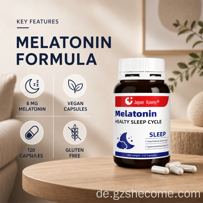 Shecome Melatonin-Kapseln zur Unterstützung des Schlafzyklus und der Entspannung